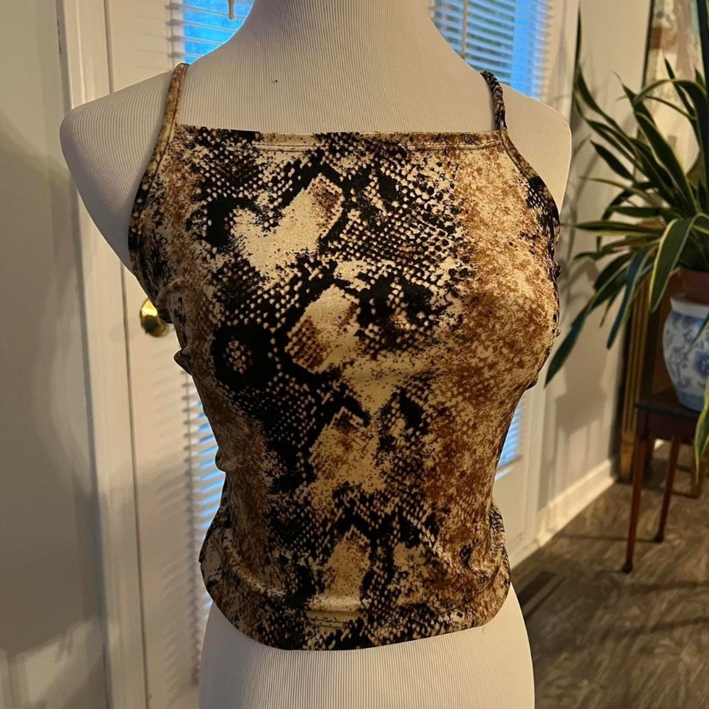 UO animal print adjustable halter top
